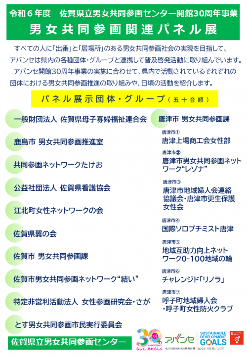 R6_30周年記念事業_男女共同参画パネル展団体一覧